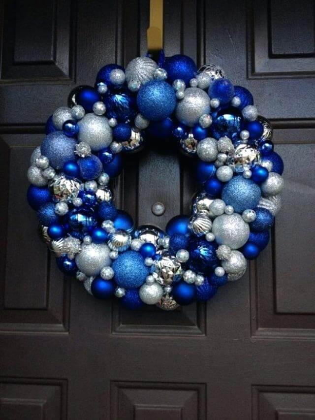 Silver Blue Christmas Wreath