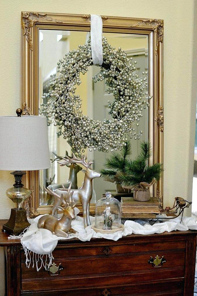 Silver Gold Christmas Entry Table