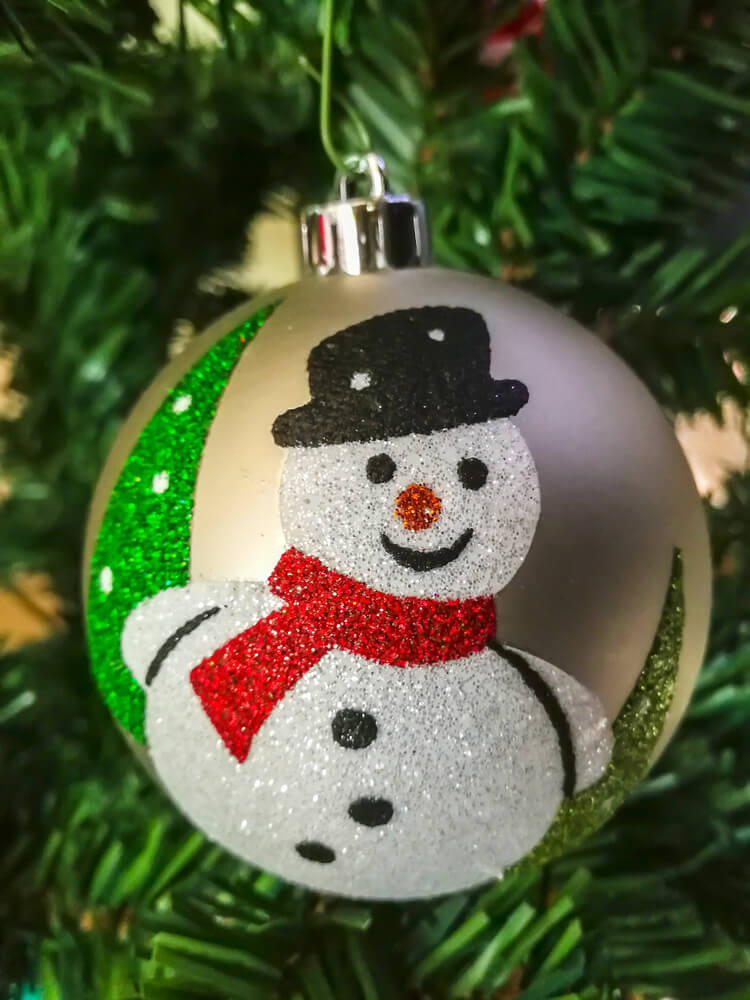 Snowman Glass Christmas Ornament