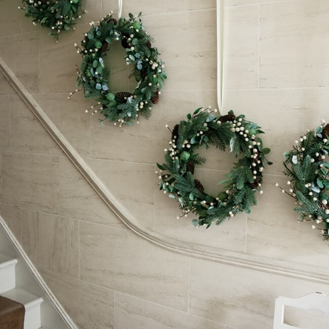 Staircase Wall Christmas Wreaths Decor