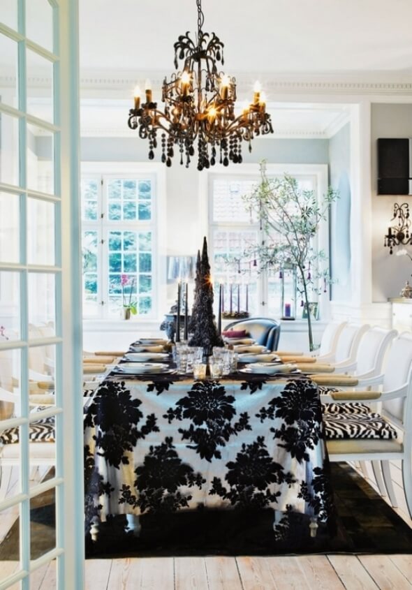 Stylish Black White Christmas Table