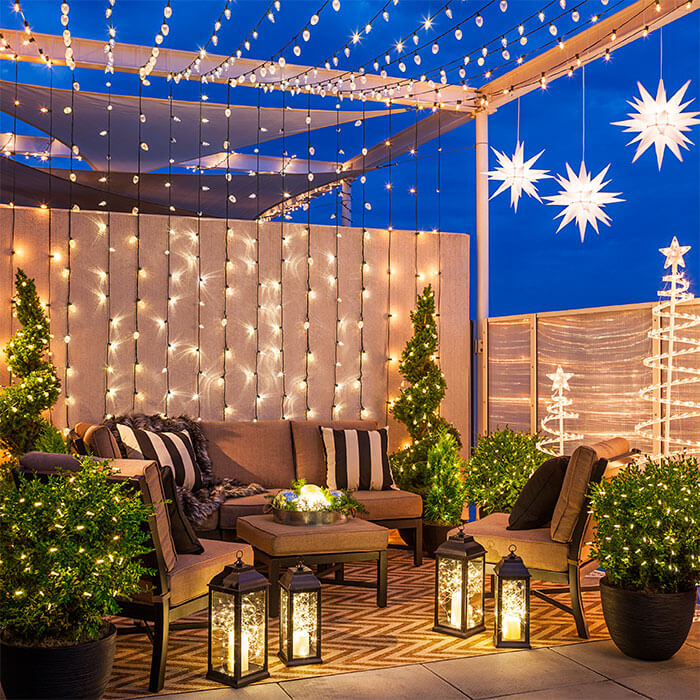 Terrace Roof Christmas Lights Decoration