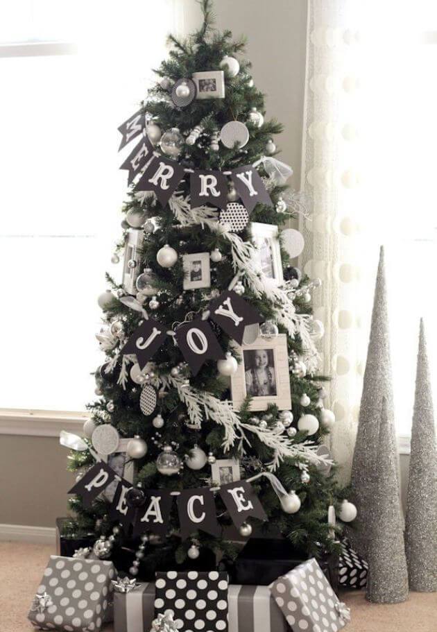 Vintage Black White Christmas Tree