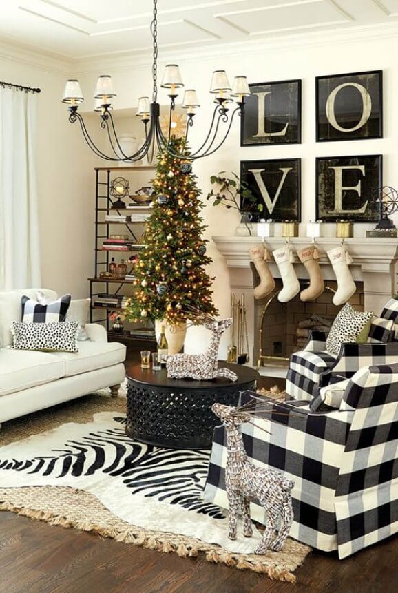 Whimsical Black White Christmas Decor