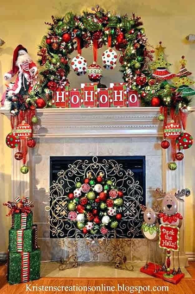 Whimsical Christmas Fireplace Decor