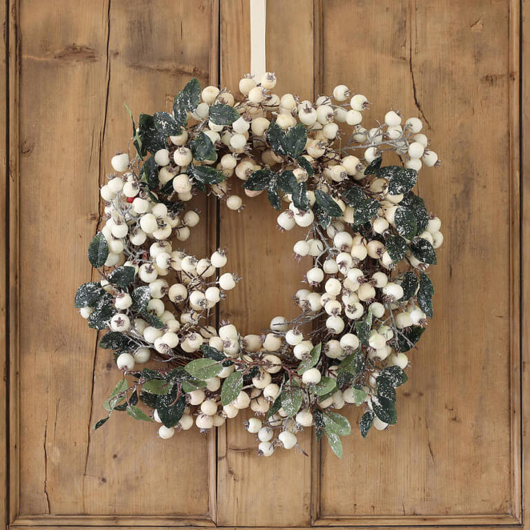 White Cranberries Christmas Wreath Decor