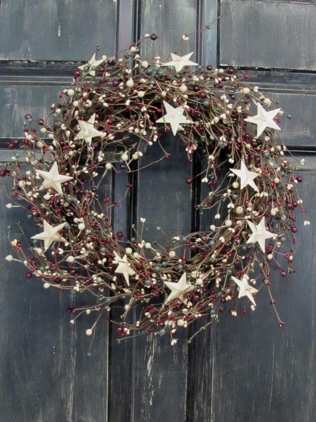 Winter Wreath With Stars Decoration