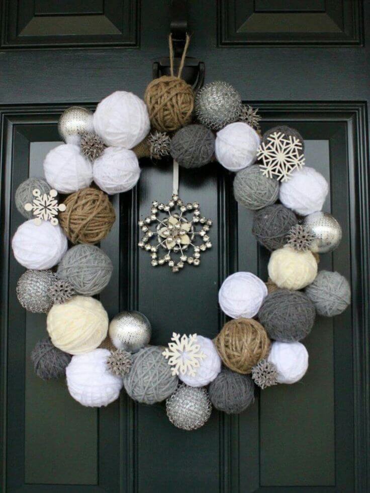 Yarn Balls Wreath Snowball Decor