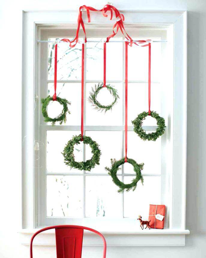 Christmas Window Decoration With Wreaths