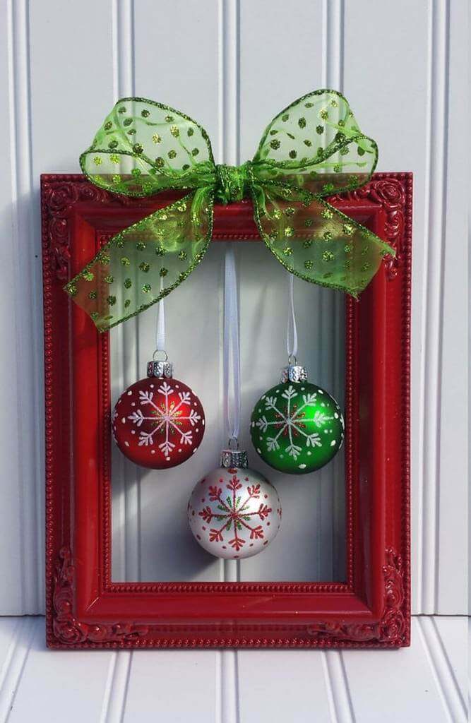 DIY Christmas Ornament Frame Wreath