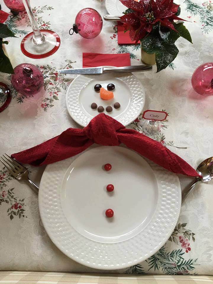 Snowman Christmas Table Place Setting