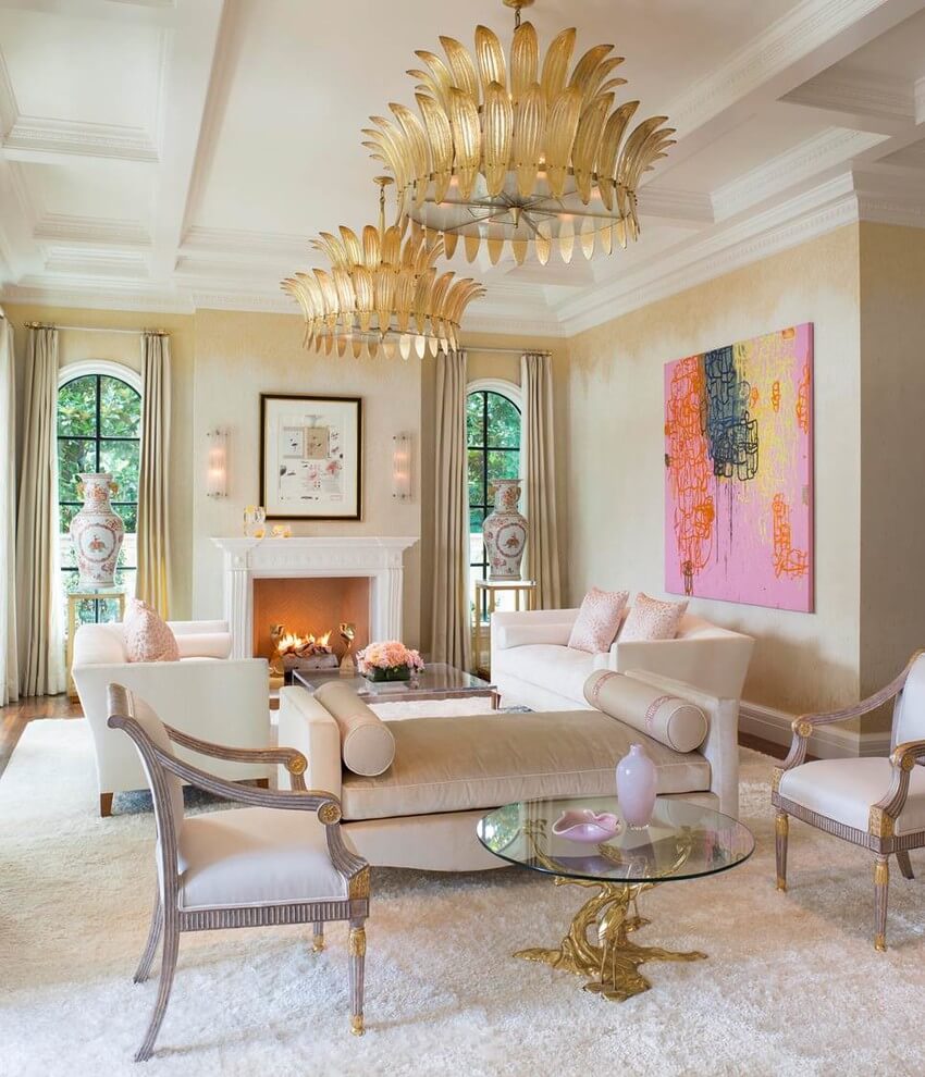 Classic White Mediterranean Living Room Design