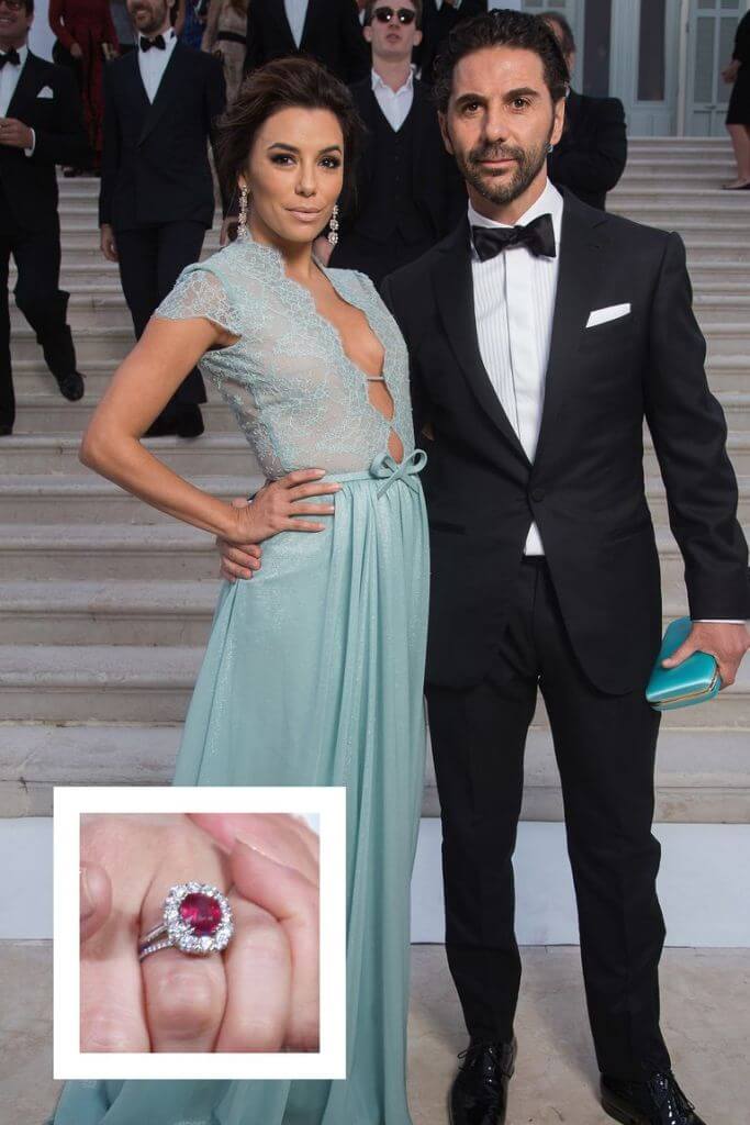 Eva Longoria and Jose Baston Sparkling Diamond Rings