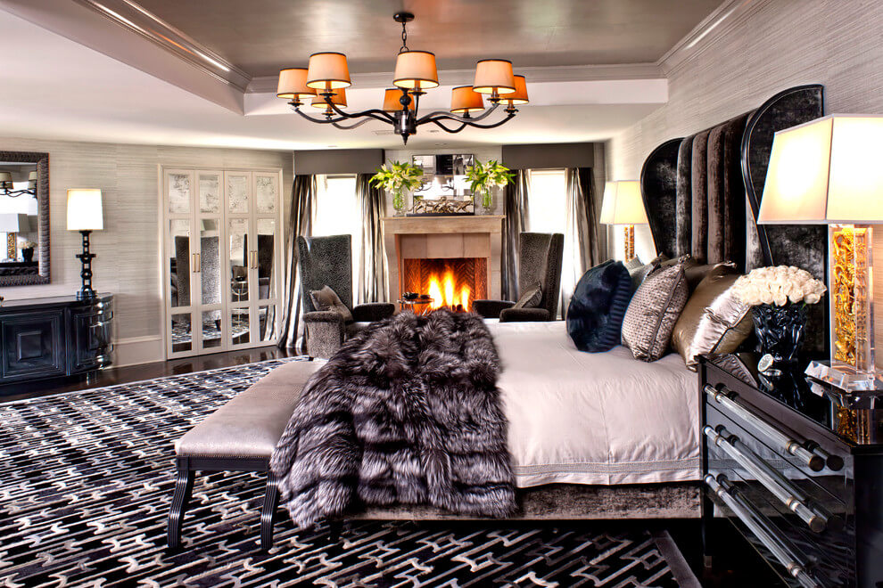 Glamorous Contemporary Bedrooms With Fireplace