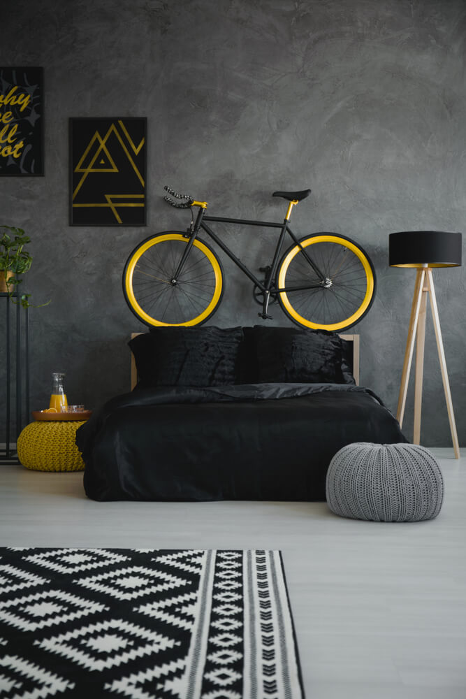 Grey Bedroom With Yellow Details