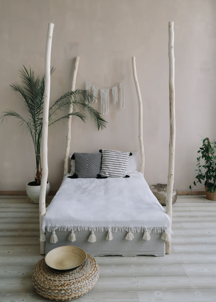 Wooden Canopy Bed Natural Decor