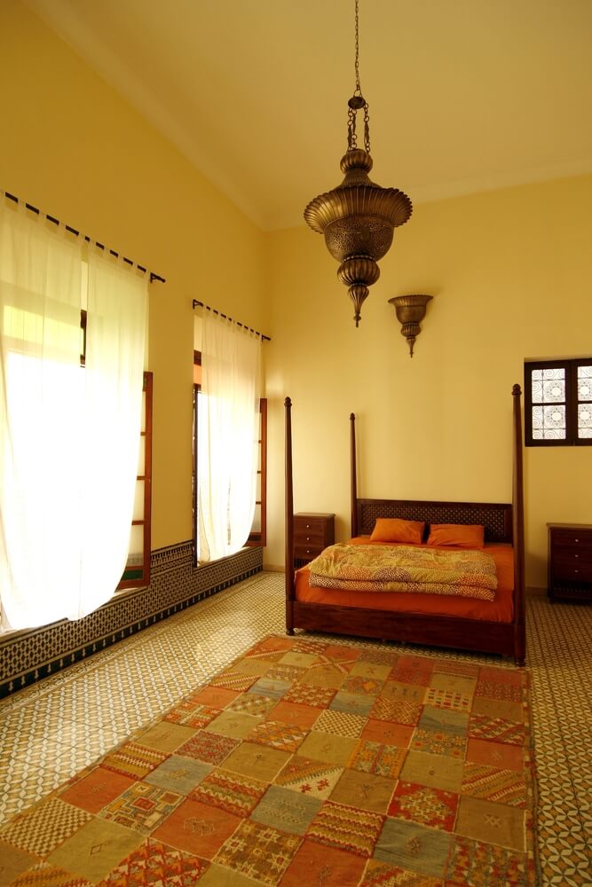 Vibrant Yellow Moroccan Bedroom Design