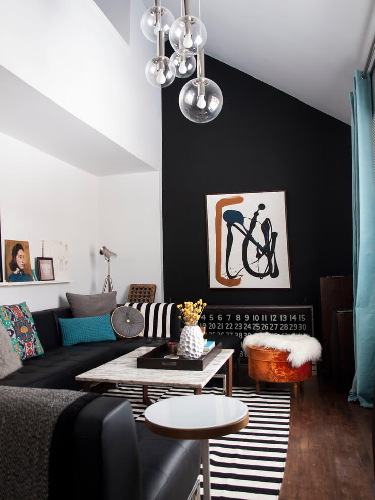 Black White Compact Living Room