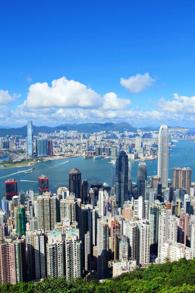 Victoria Harbor Hong Kong Aerial View