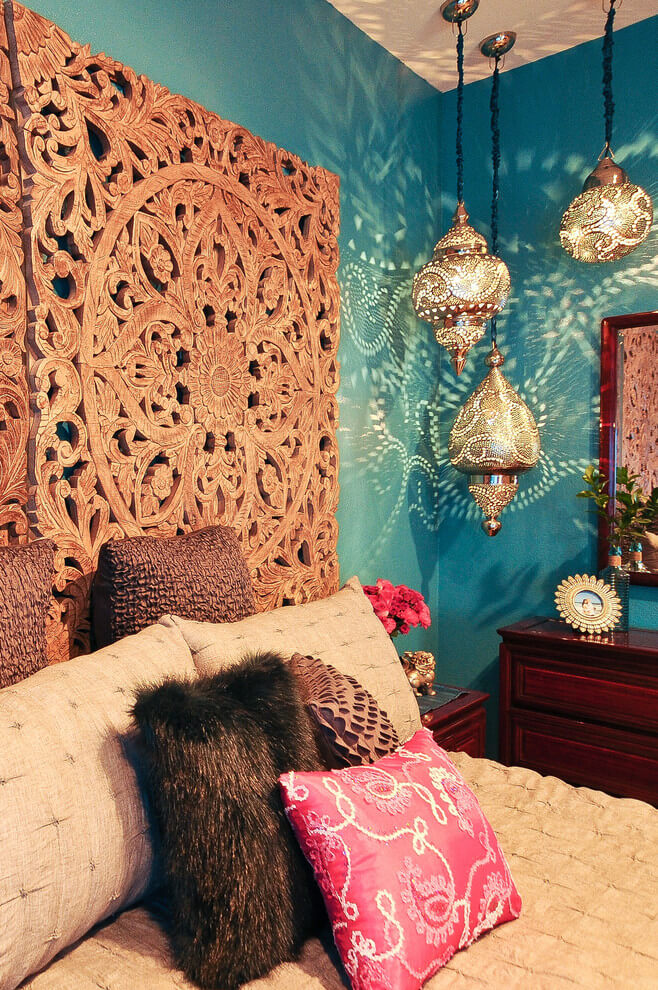 Asian Style Bedroom Turquoise Walls