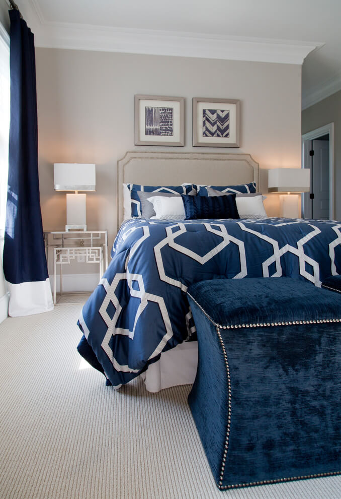 Modern Style Bedroom In Bright Blue