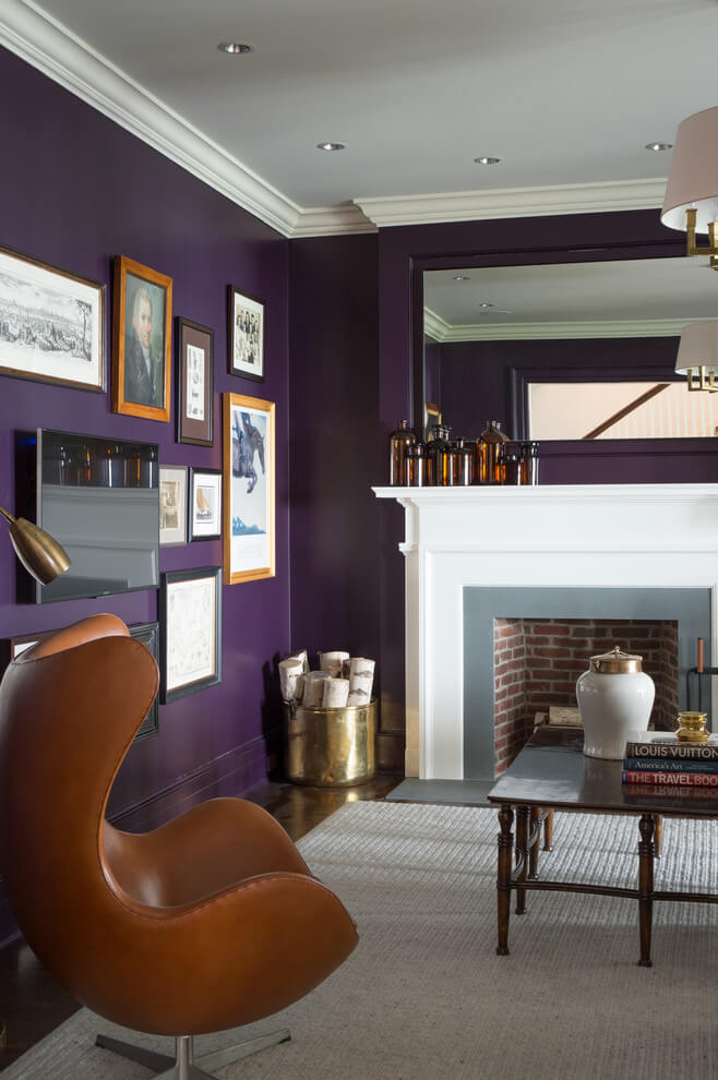 Purple Walls Chic Living Room