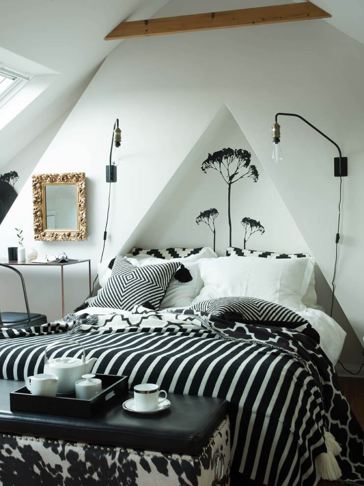 Small Attic Bedroom Eclectic Decor