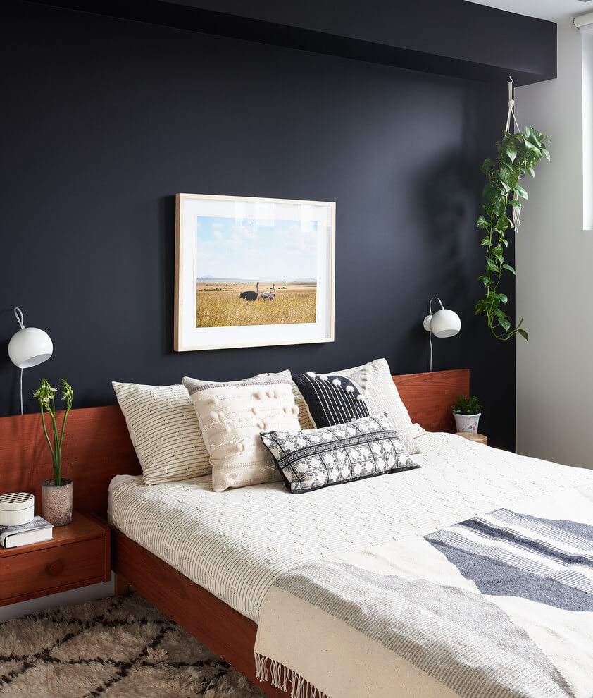 Black Accent Wall Simple Bedroom