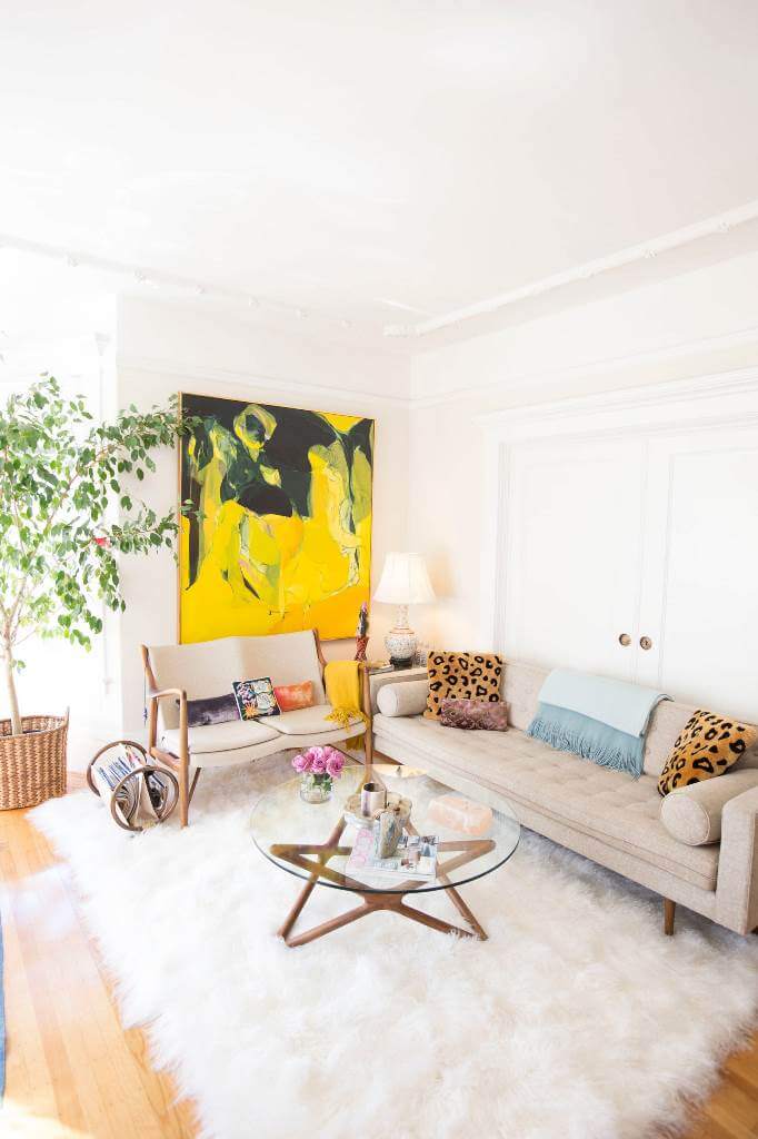 Bright Colors In White Living Room