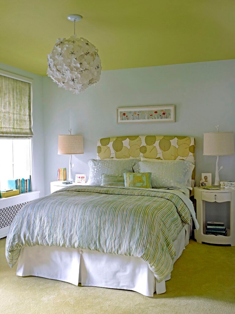 Fresh Green Vintage Bedroom Design