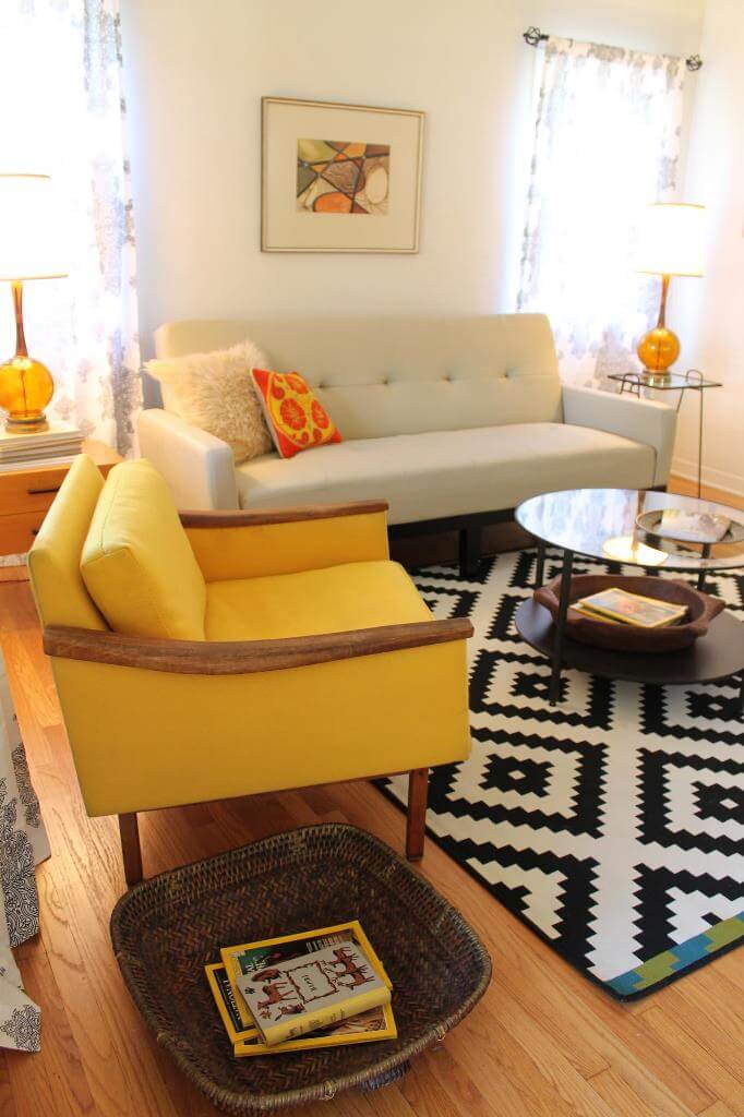 Yellow Accents In White Room Decor