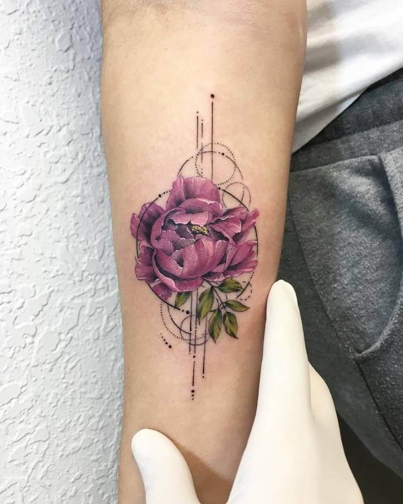 Artistic Peony Tattoo on Arm