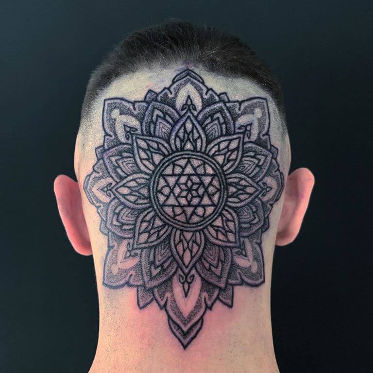 Attractive Mandala Head Tattoo