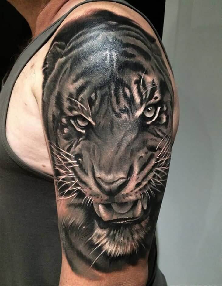 Black and Grey Tiger Head Ink