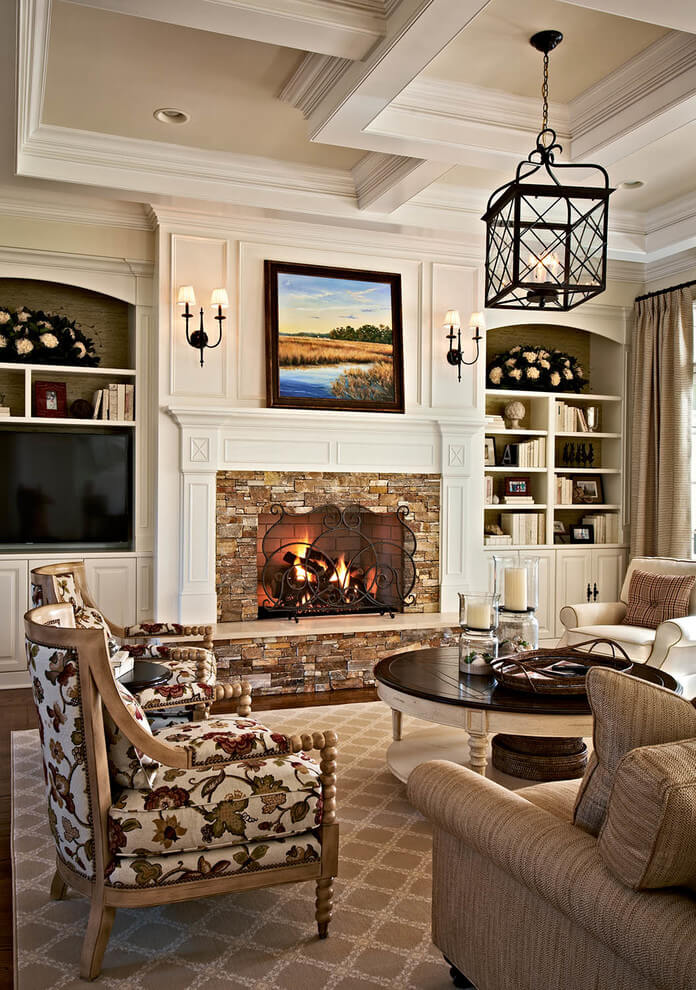 Charming Living Room With Fireplace