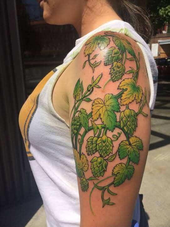 Colorful Ivy and Leaves Tattoo