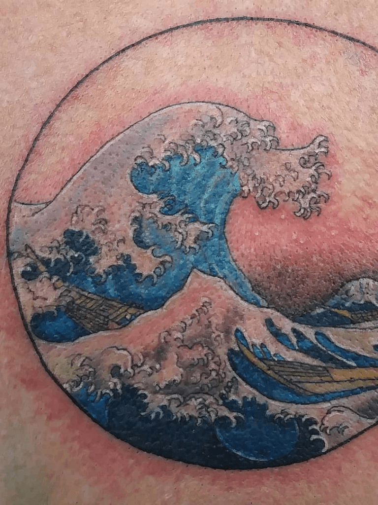 Colorful Ocean Wave Tattoo Design