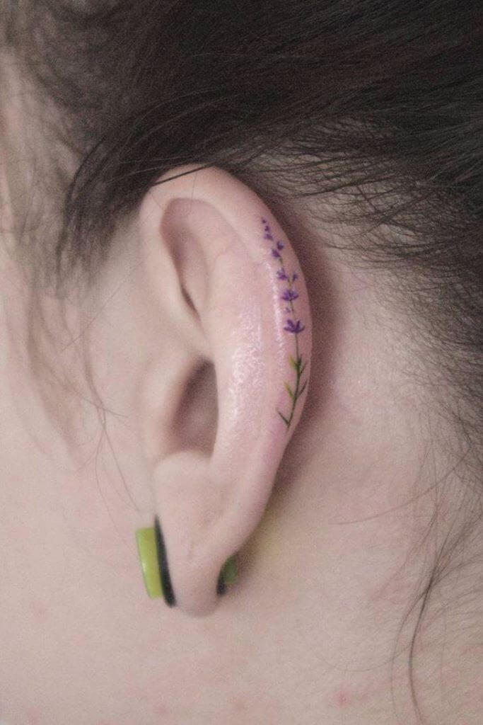 Dainty Floral Ear Tattoo Design