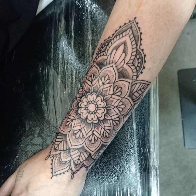 Dotwork Detail Arm Mandala Ink