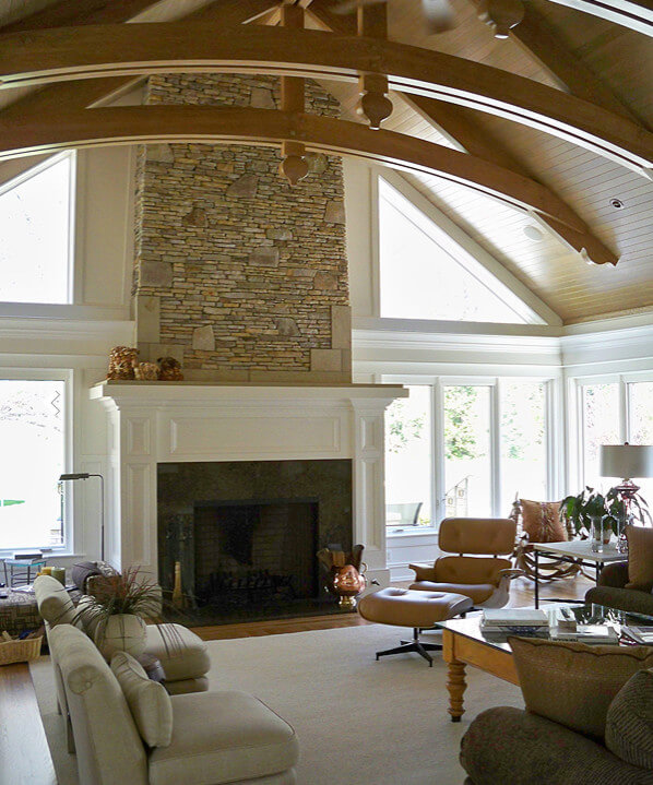 Exposed Beams In Traditional Living Room
