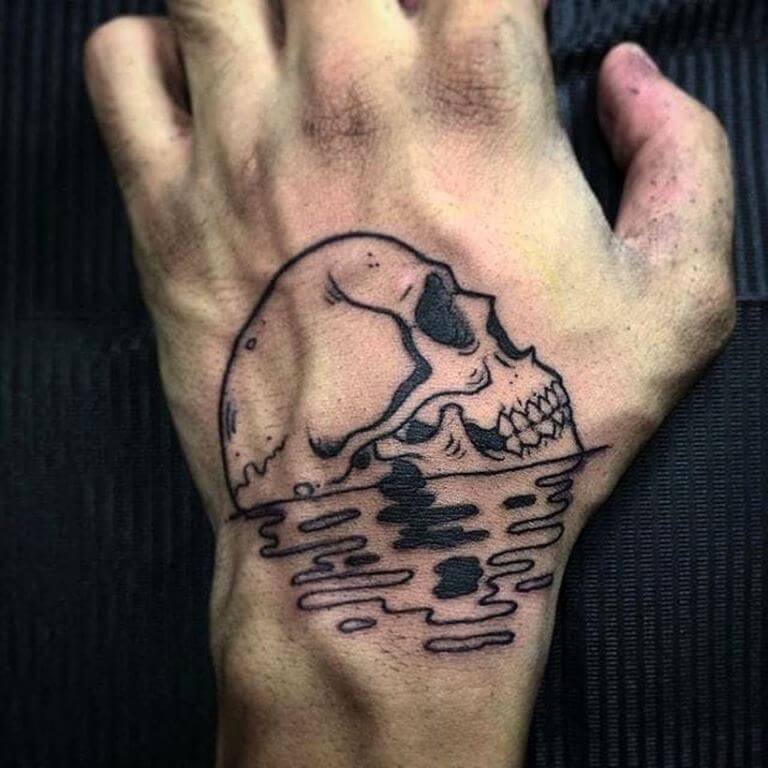 Floating Skull Ink on Hand