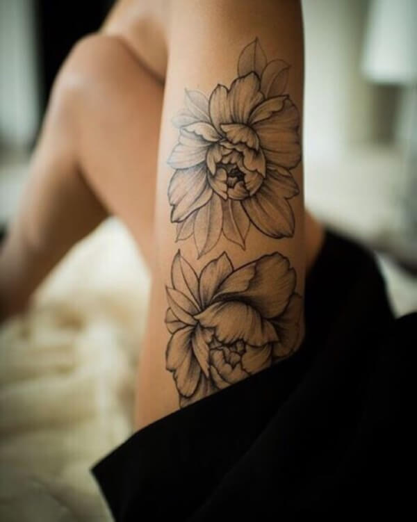 Floral Thigh Tattoo Design