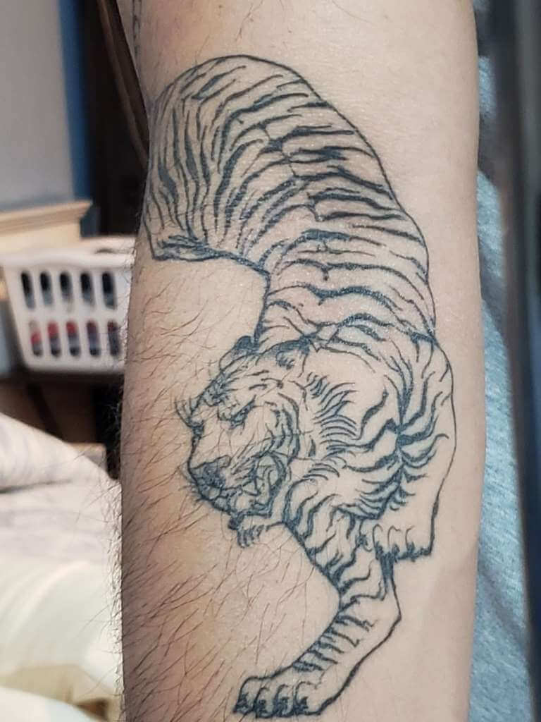 Full Tiger Outline Leg Ink