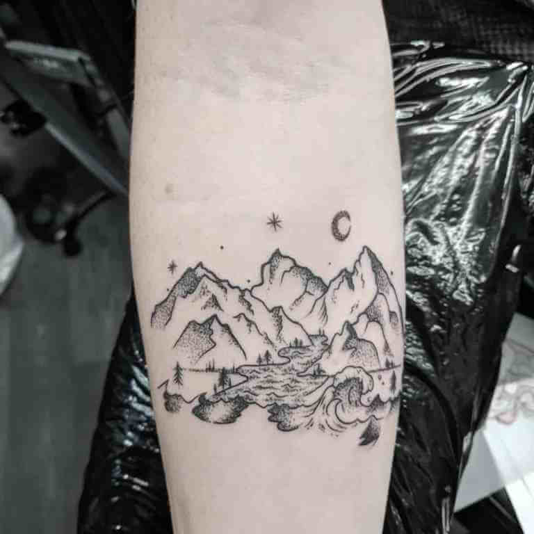 Landscape Tattoo with Mountain Design