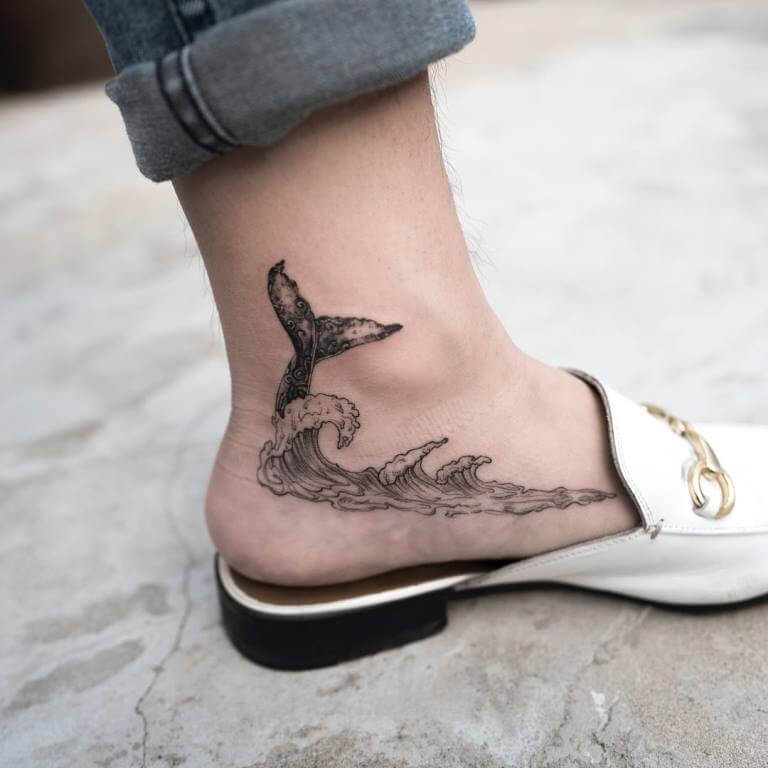 Mermaid and Waves Ankle Ink