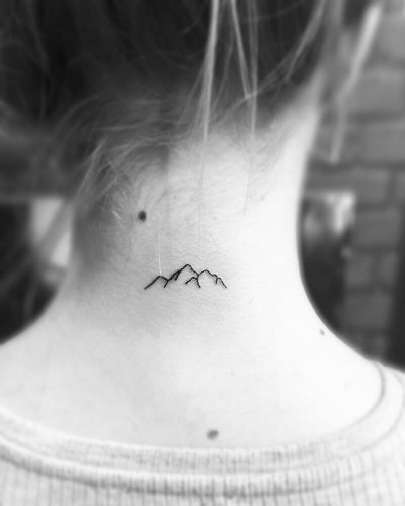 Neck Tattoo of Mountain Design