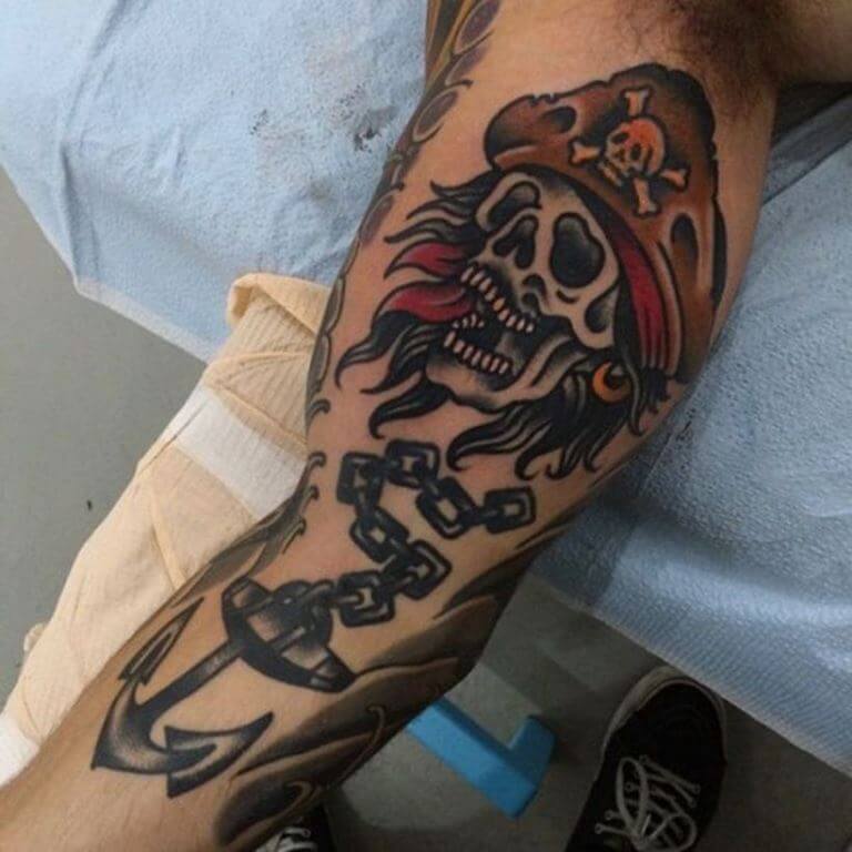 Pirate Skull and Anchor Ink