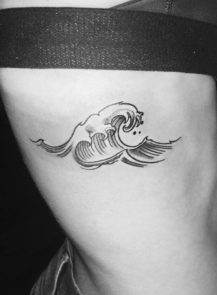 Pretty Ocean Wave Side Tattoo