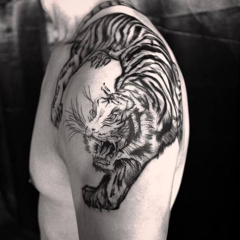 Prowling Tiger Tattoo Design
