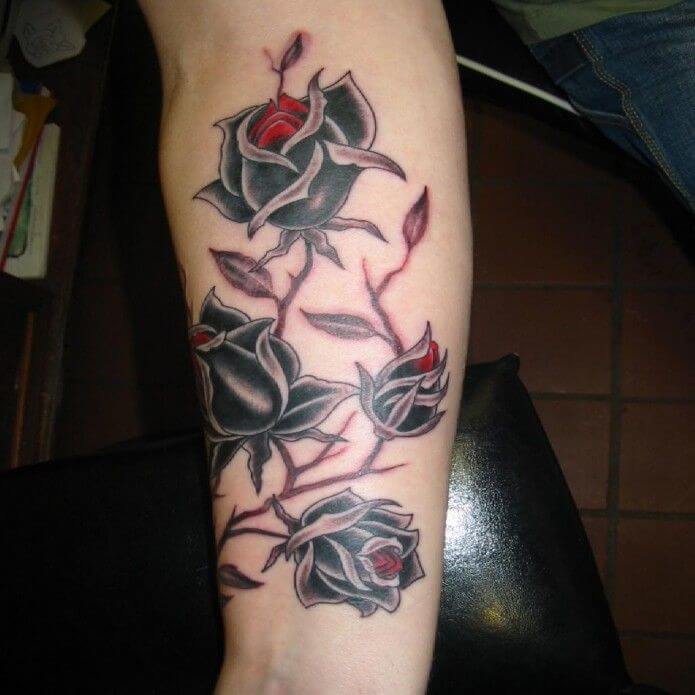 Red Black Rose Vine Ink